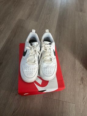 Nike Kids' White Sneakers with Green Swoosh